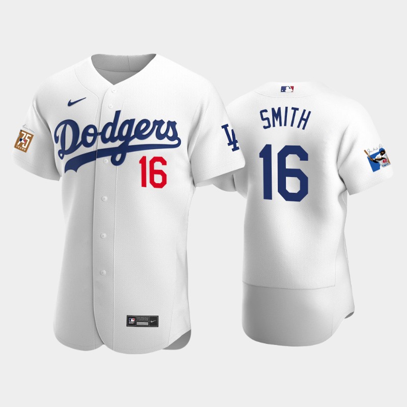 Los Angeles Dodgers #16 Will Smith Men's Jackie Robinson 75th Anniversary Authentic Jersey - White