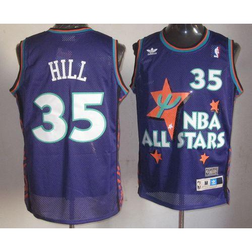 Detroit Pistons #35 Grant Hill Purple 1995 All-Star Throwback Stitched Jersey Mens