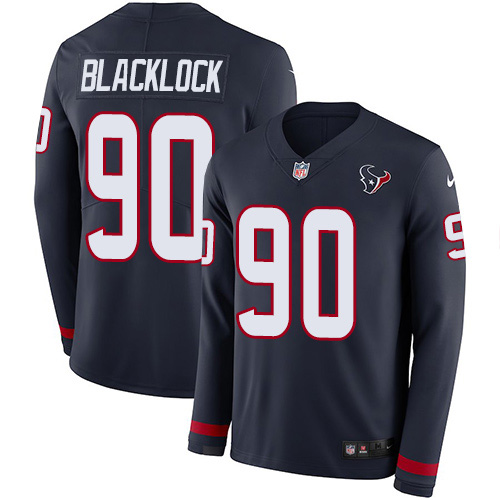 Houston Texans #90 Ross Blacklock Navy Blue Team Color Youth Stitched Limited Therma Long Sleeve Jersey Youth