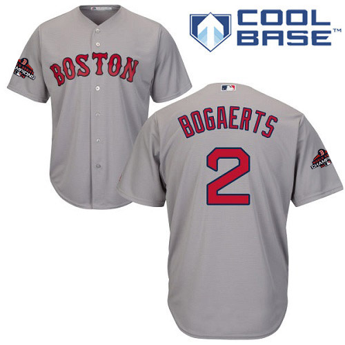 Boston Red Sox #2 Xander Bogaerts Grey New Cool Base 2018 World Series Champions Stitched Jersey Men's