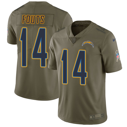 Los Angeles Chargers #14 Dan Fouts Olive Men's Stitched Limited 2017 Salute to Service Jersey Men's