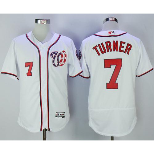 Washington Nationals #7 Trea Turner White Flexbase Authentic Collection Stitched Jersey Men's