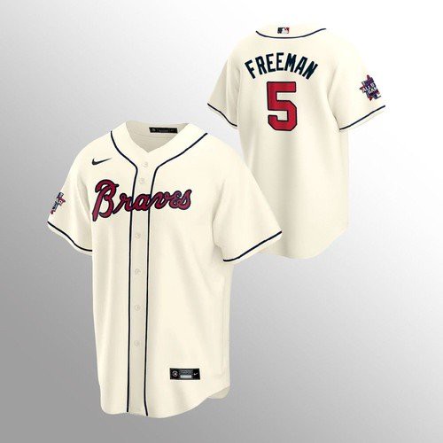 Atlanta Atlanta Braves #5 Freddie Freeman 150th Anniversary 2021 World Series Youth Jersey - Cream Youth
