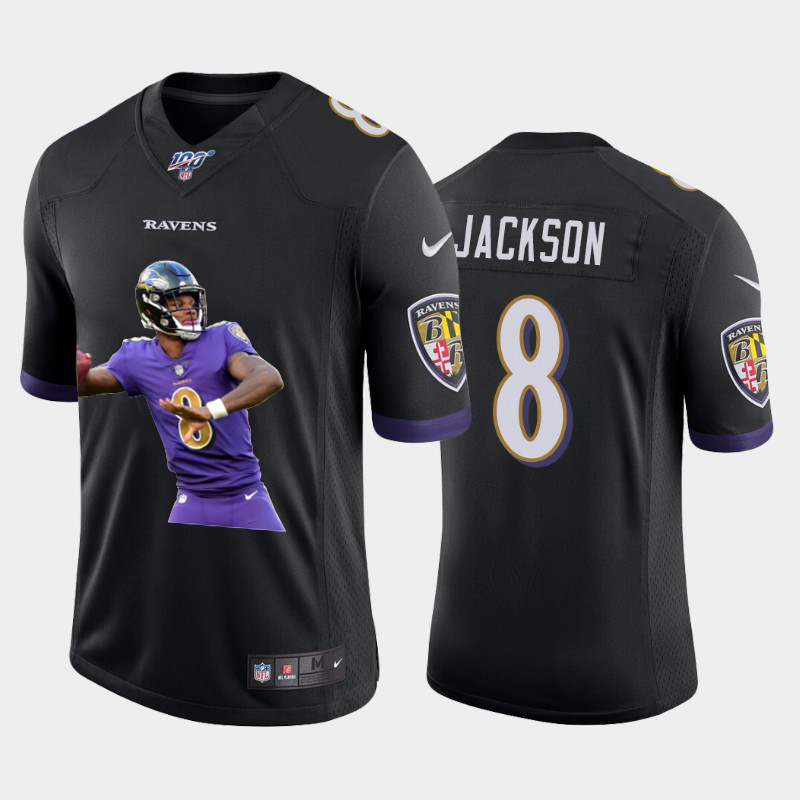 Baltimore Ravens #8 Lamar Jackson Team Hero 5 Vapor Limited 100 Jersey Black