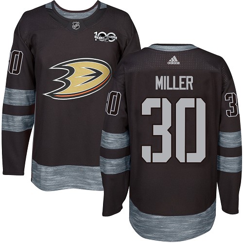 Adidas Anaheim Ducks #30 Ryan Miller Black 1917-2017 100th Anniversary Stitched Jersey Men's
