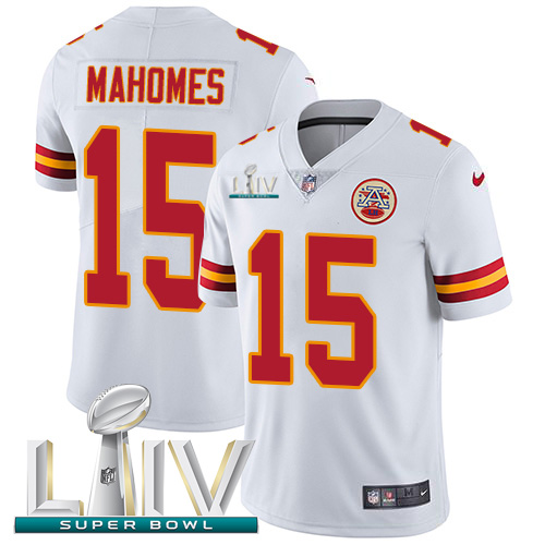Chiefs #15 Patrick Mahomes White Super Bowl LIV 2020 Men's Stitched Vapor Untouchable Limited Jersey