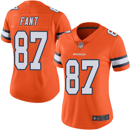 Denver Broncos #87 Noah Fant Orange Women's Stitched Limited Rush Jersey Womens