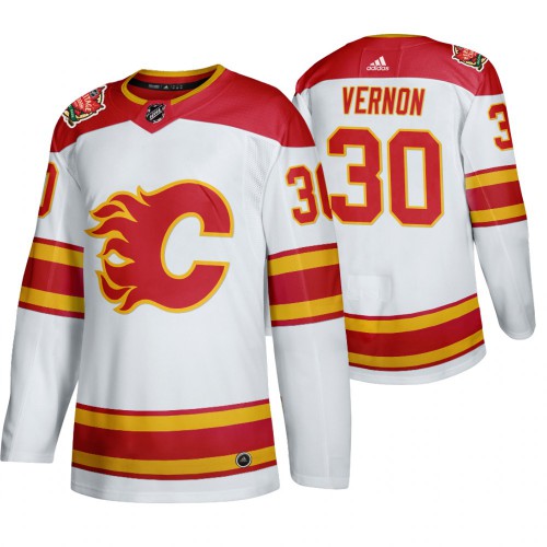 Calgary Calgary Flames #30 Mike Vernon Men's 2019-20 Heritage Classic Authentic White Stitched Jersey Men's