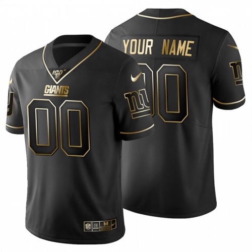 New York Giants Custom Men's Black Golden Limited 100 Jersey
