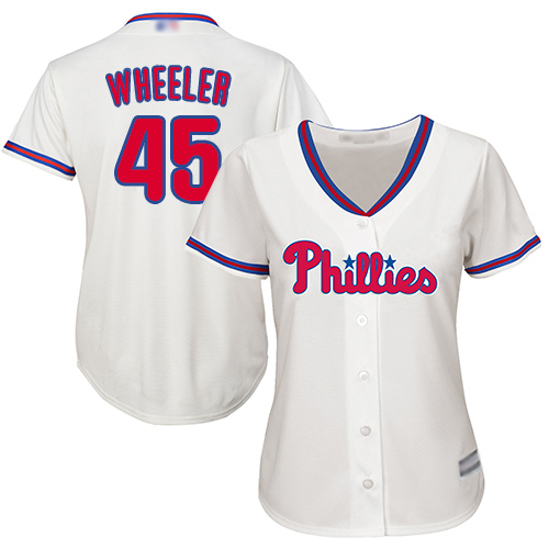 Philadelphia Phillies #45 Zack Wheeler Cream Alternate Women's Stitched Jersey Womens