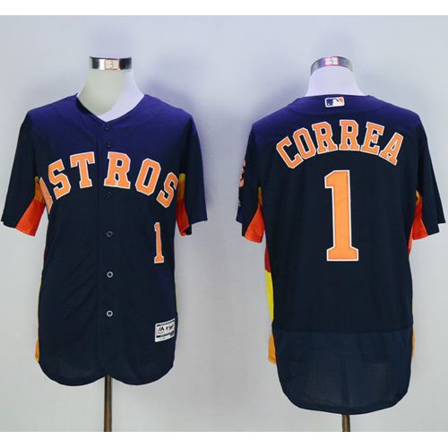 Houston Astros #1 Carlos Correa Navy Blue Flexbase Authentic Collection Stitched Jersey Men's