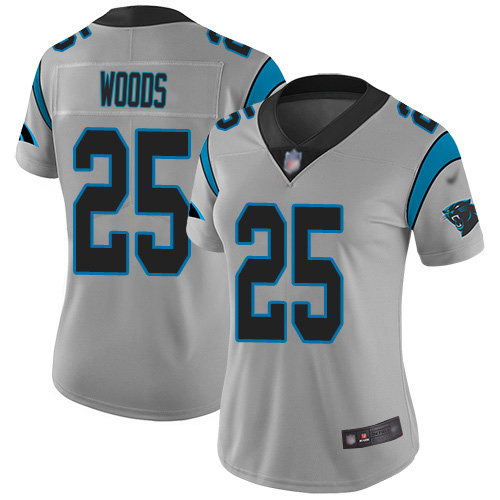 Panthers #25 Xavier Woods Silver Women's Stitched Limited Inverted Legend Jersey