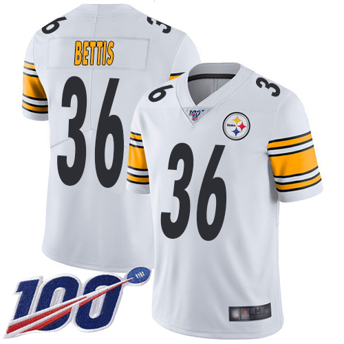 Steelers #36 Jerome Bettis White Men's Stitched 100th Season Vapor Limited Jersey