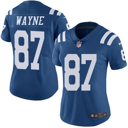 Indianapolis Colts #87 Reggie Wayne Royal Blue Women's Stitched Limited Rush Jersey Womens