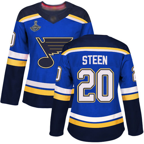 Adidas St. Louis Blues #20 Alexander Steen Blue Home Authentic Stanley Cup Champions Women's Stitched Jersey Womens