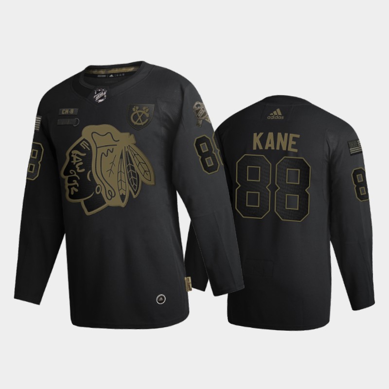 Chicago Blackhawks #88 Patrick Kane Men's Adidas 2020 Veterans Day Authentic Jersey - Black
