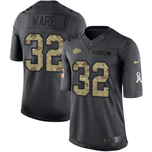 Kansas City Chiefs #32 Spencer Ware Black Youth Stitched Limited 2016 Salute to Service Jersey Youth