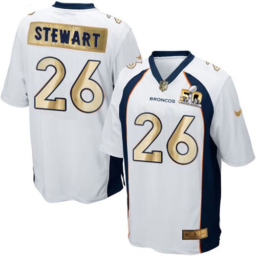 Denver Broncos #26 Darian Stewart White Men's Stitched Game Super Bowl 50 Collection Jersey Men's