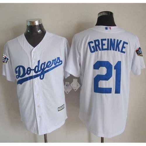 Los Angeles Dodgers #21 Zack Greinke White New Cool Base 2018 World Series Stitched Jersey Men's