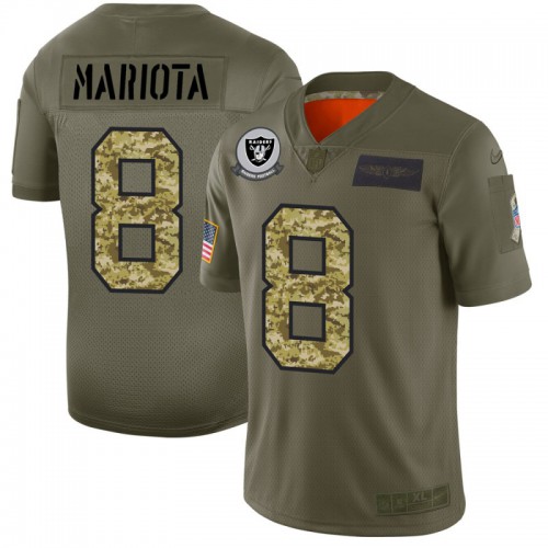 Las Vegas Raiders #8 Marcus Mariota Men's 2019 Olive Camo Salute To Service Limited Jersey Men's