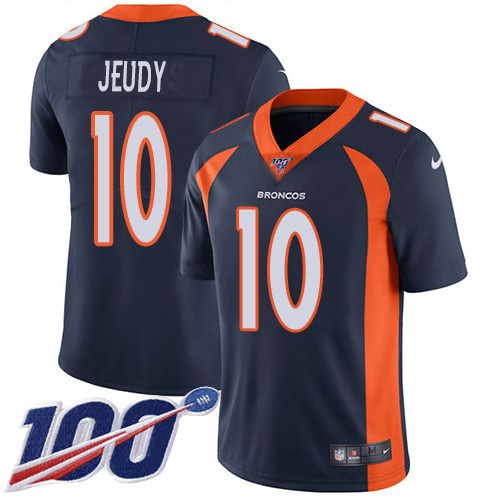 Broncos #10 Jerry Jeudy Navy Blue Alternate Men's Stitched 100th Season Vapor Untouchable Limited Jersey