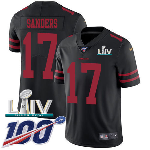 San Francisco 49ers #17 Emmanuel Sanders Black Super Bowl LIV 2020 Alternate Youth Stitched 100th Season Vapor Limited Jersey Youth