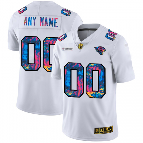 Jacksonville Jaguars Custom Men's White Multi-Color 2020 Crucial Catch Limited Jersey