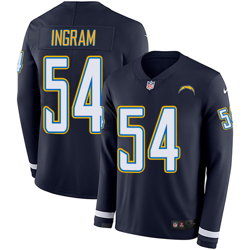 Los Angeles Chargers #54 Melvin Ingram Navy Blue Team Color Men's Stitched Limited Therma Long Sleeve Jersey Men's