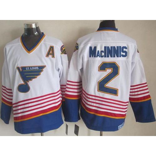 St. Louis Blues #2 Al MacInnis White/Light Blue CCM Throwback Stitched Jersey Men's