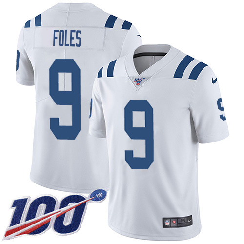 Colts #9 Nick Foles White Men's Stitched 100th Season Vapor Limited Jersey