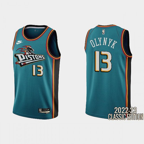 Detroit Detroit Pistons #13 Kelly Olynyk Teal Mens 2022-23 Classic Edition Jersey Mens