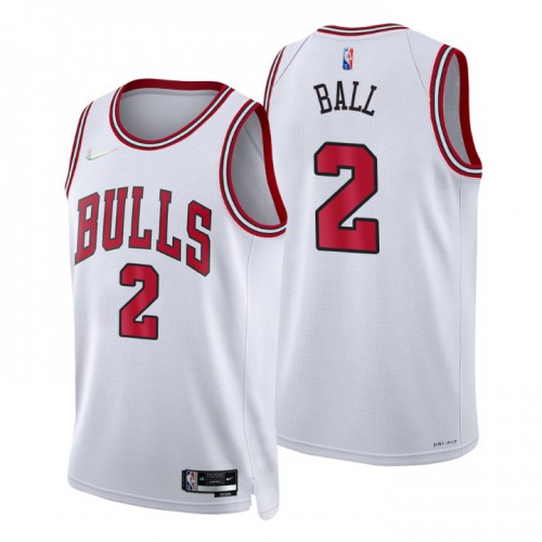 Chicago Bulls #2 Lonzo Ball White Mens 2021-22 75th Anniversary Diamond Swingman Jersey - Association Edition Mens