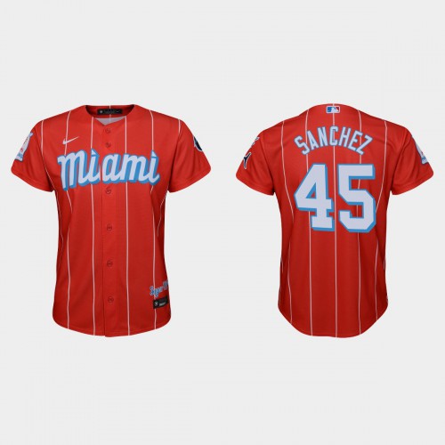 Miami Miami Marlins #45 Sixto Sanchez Youth 2021 City Connect Authentic Jersey Red Youth