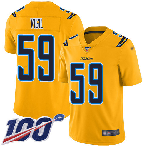 Los Angeles Chargers #59 Nick Vigil Gold Men's Stitched Limited Inverted Legend 100th Season Jersey Men's