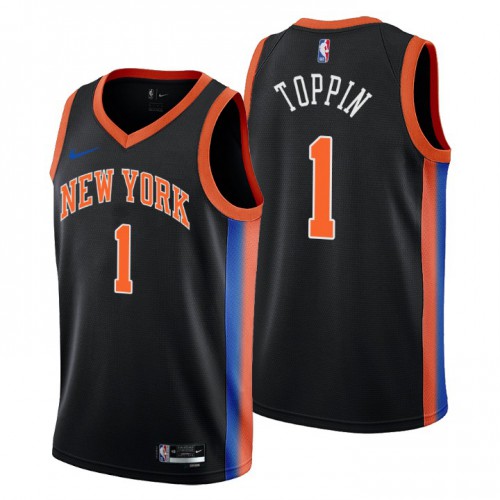 New York Knicks #1 Obi Toppin Mens 2022-23 City Edition Jersey - Cherry Blossom Black Mens