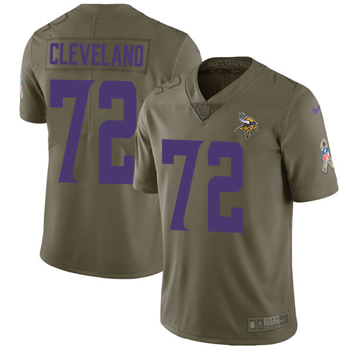 Minnesota Vikings #72 Ezra Cleveland Olive Youth Stitched Limited 2017 Salute To Service Jersey Youth