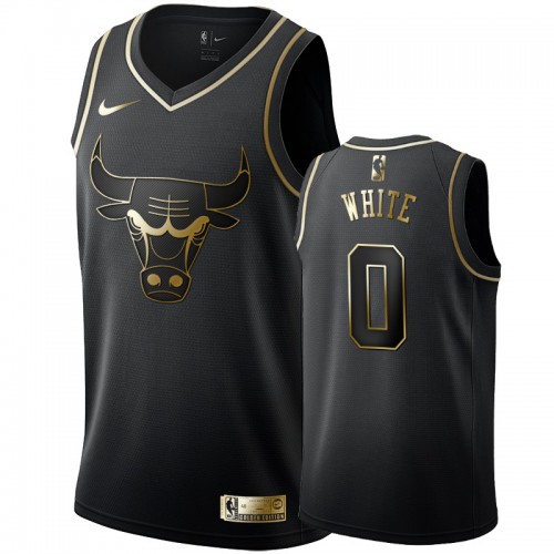 Chicago Bulls #0 Coby White Mens Black Golden Edition Swingman Jersey Mens