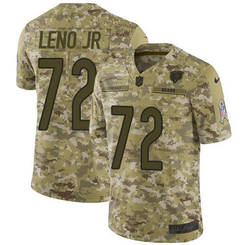 Chicago Bears #72 Charles Leno Jr Camo Youth Stitched Limited 2018 Salute to Service Jersey Youth