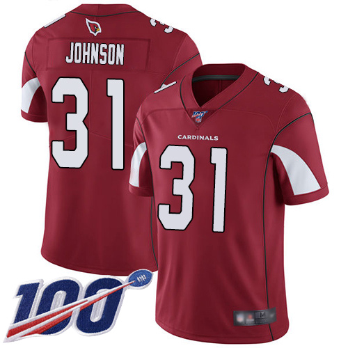 Arizona Cardinals #31 David Johnson Red Team Color Men's Stitched 100th Season Vapor Limited Jersey Men's