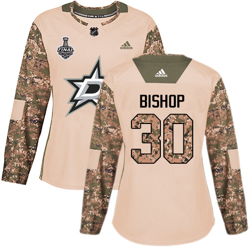 Adidas Dallas Stars #30 Ben Bishop Camo Authentic 2017 Veterans Day Women's 2020 Stanley Cup Final Stitched Jersey Womens