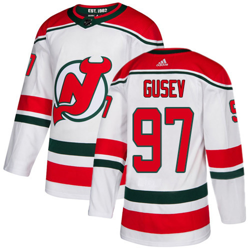 Adidas New Jersey Devils #97 Nikita Gusev White Alternate Authentic Stitched Jersey Men's