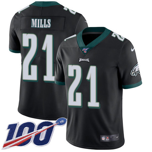Philadelphia Eagles #21 Jalen Mills Black Alternate Youth Stitched 100th Season Vapor Untouchable Limited Jersey Youth