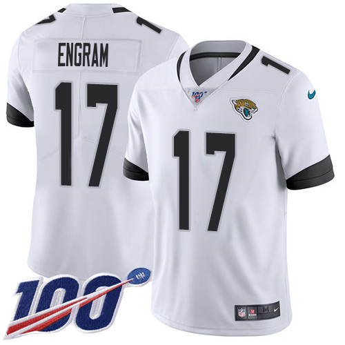 Jaguars #17 Evan Engram White Men's Stitched 100th Season Vapor Limited Jersey