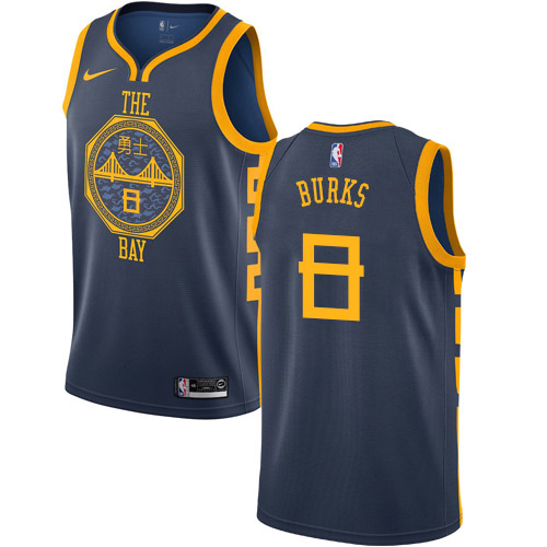 Golden State Warriors #8 Alec Burks Navy Swingman City Edition 2018/19 Jersey Mens