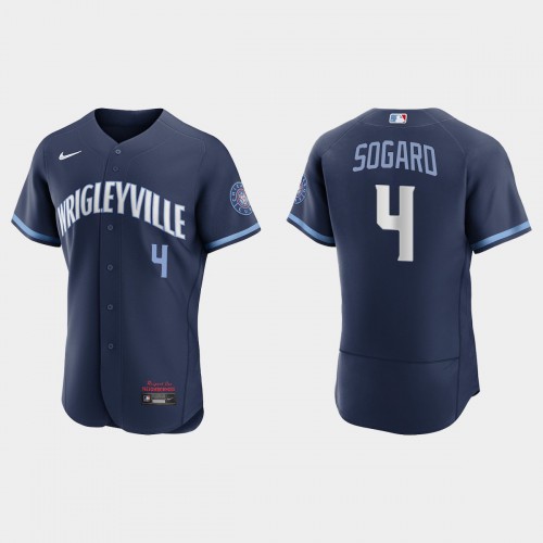 Chicago Chicago Cubs #4 Eric Sogard Men's 2021 City Connect Authentic Navy Jersey Men's