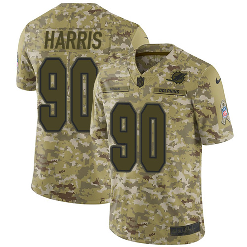 Miami Dolphins #90 Charles Harris Camo Youth Stitched Limited 2018 Salute to Service Jersey Youth