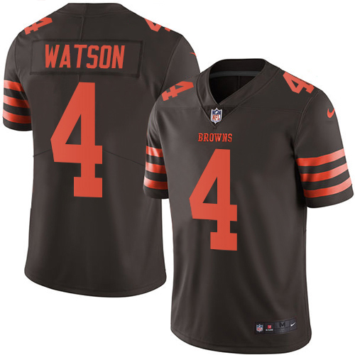 Browns #4 Deshaun Watson Brown Youth Stitched Limited Rush Jersey