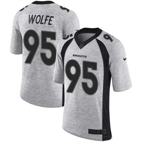 Denver Broncos #95 Derek Wolfe Gray Men's Stitched Limited Gridiron Gray II Jersey Men's