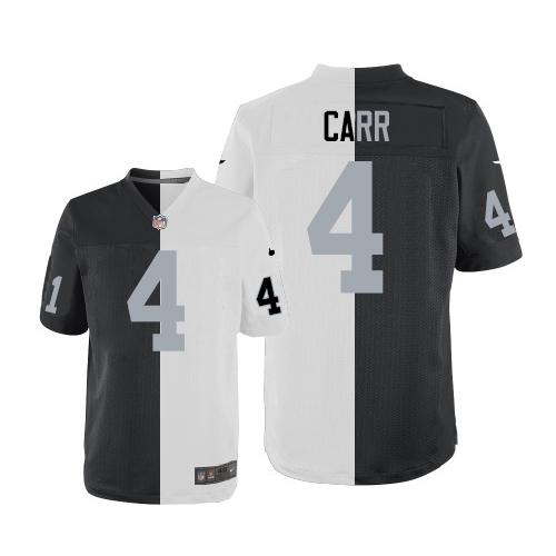 Raiders #4 Derek Carr White/Black Men's Stitched Elite Split Jersey