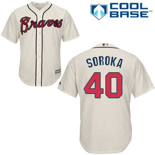 Atlanta Braves #40 Mike Soroka Cream New Cool Base Stitched Youth Jersey Youth
